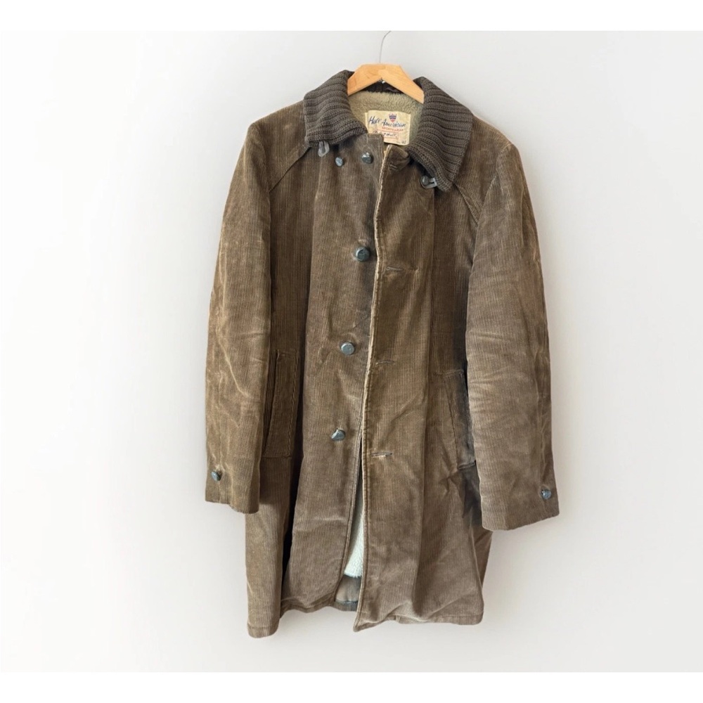 Vintage Robert Hall Brown Corduroy Coat with Ribbed Collar size 42